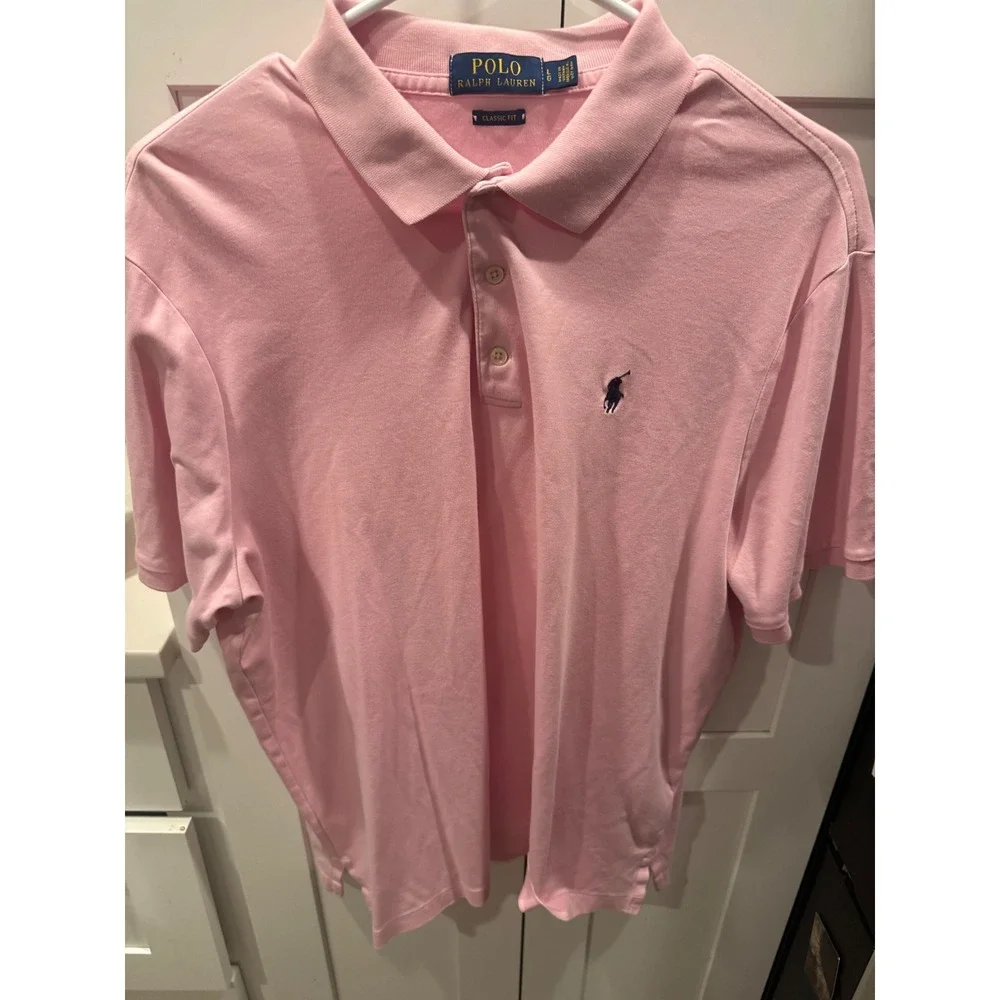 Polo Ralph Lauren Mens Classic Fit Short Sleeve Polo Shirt Pink Large